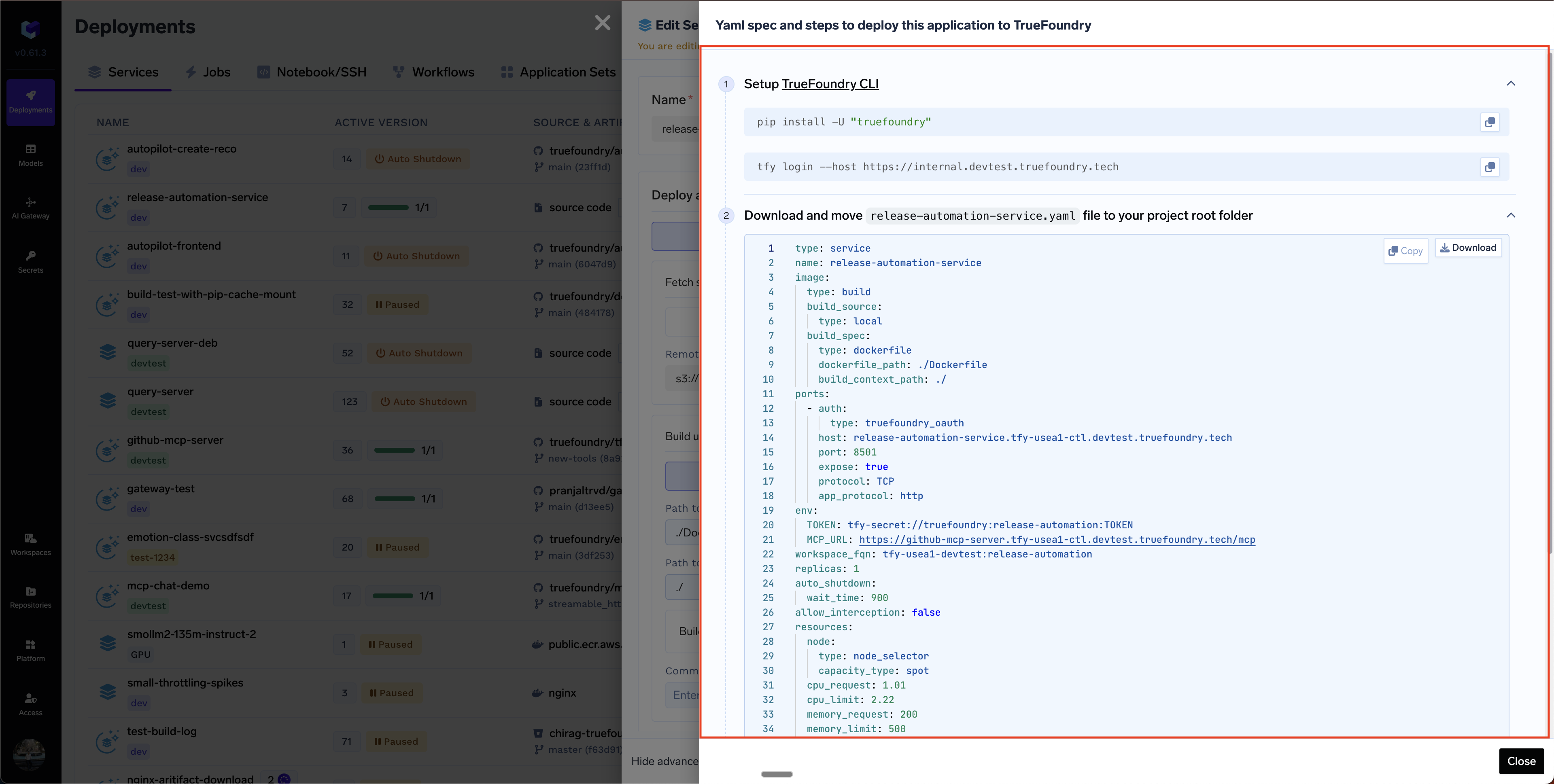 Deploy using YAML