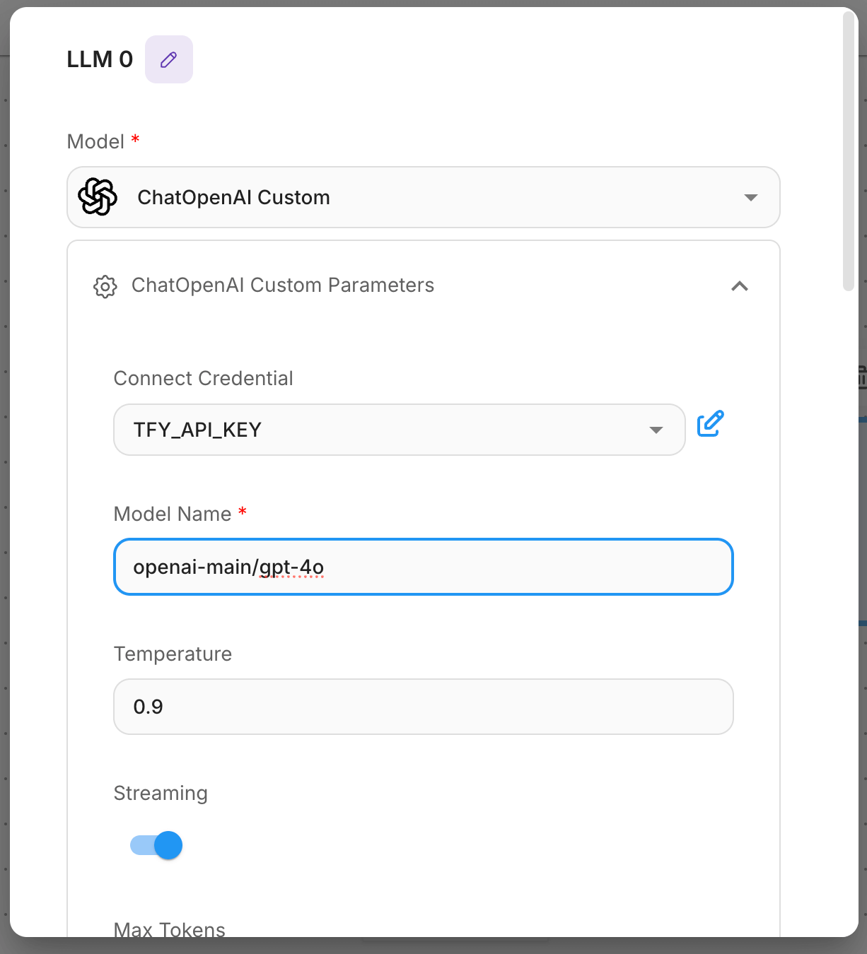 Flowise workflow editor showing connected nodes with Start node linked to Agent node