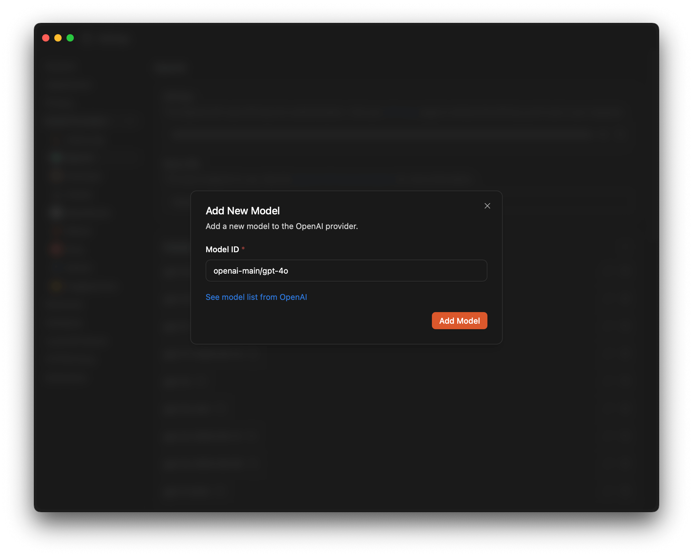 Jan AI add new model dialog showing TrueFoundry model format