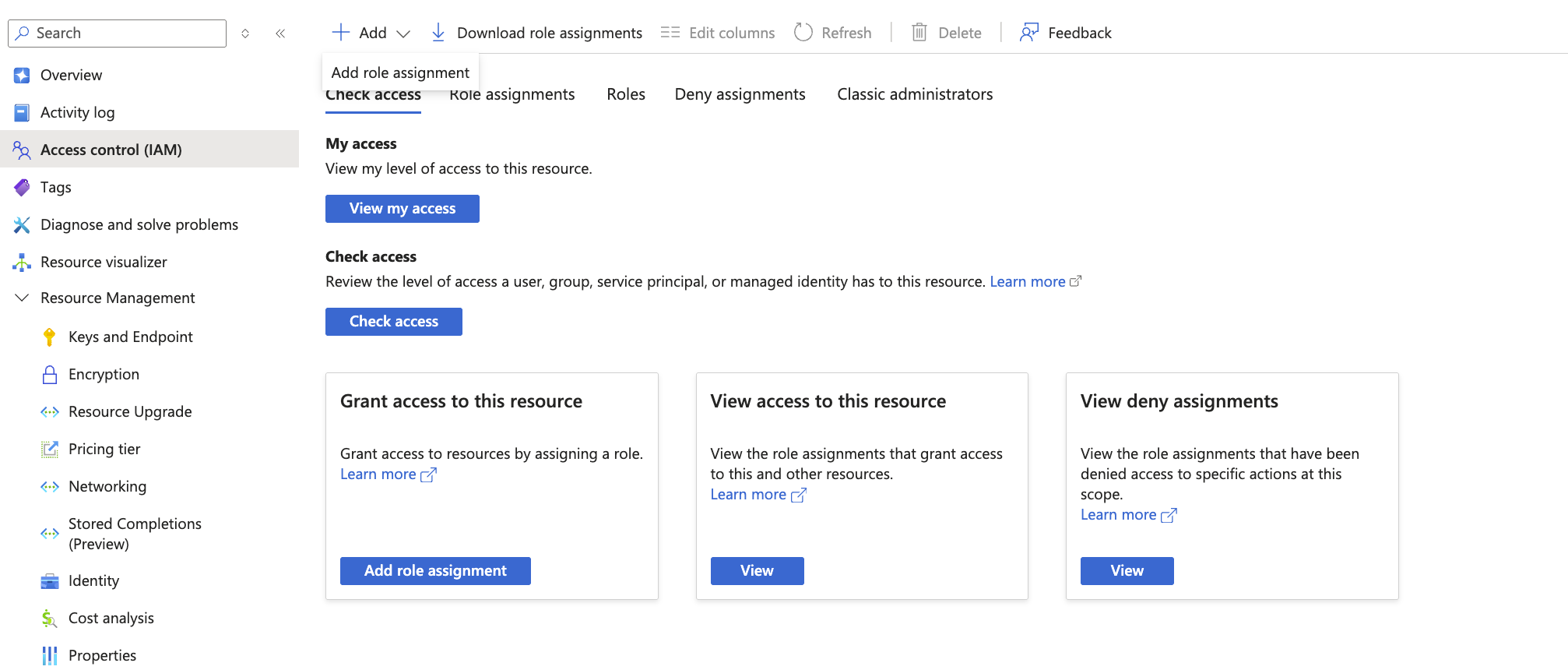 Access control IAM page showing role assignment