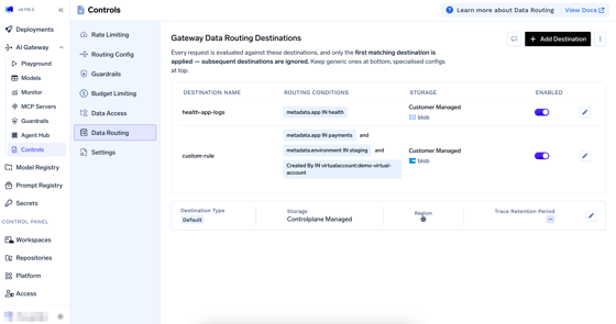 Configure Data Routing - TrueFoundry Docs
