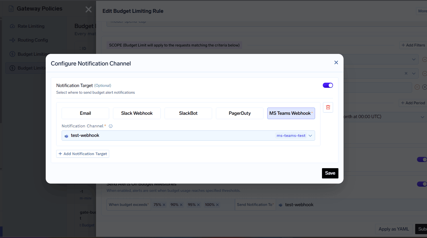 MS Teams Webhook as Notification Channel