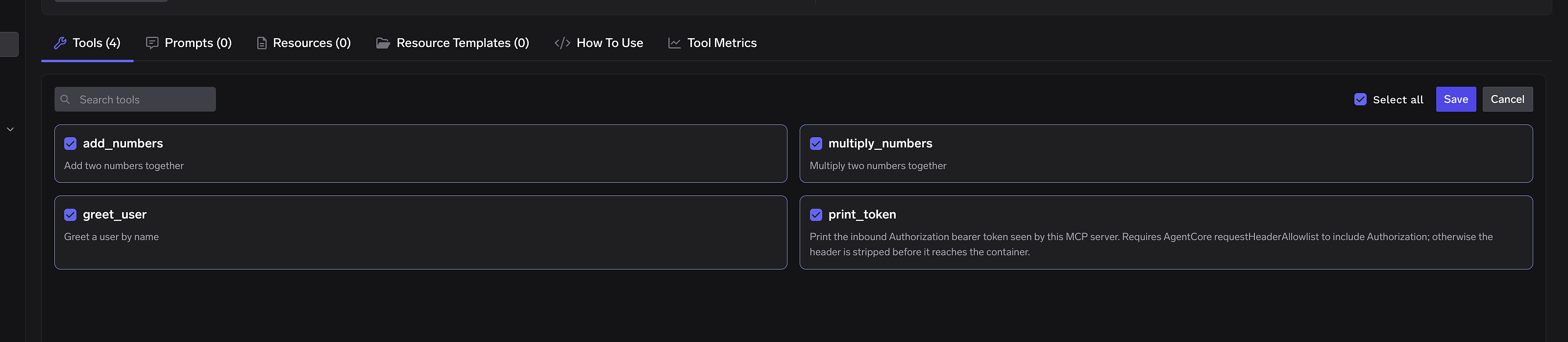 Bulk edit mode with all tools selected and Save and Cancel buttons visible