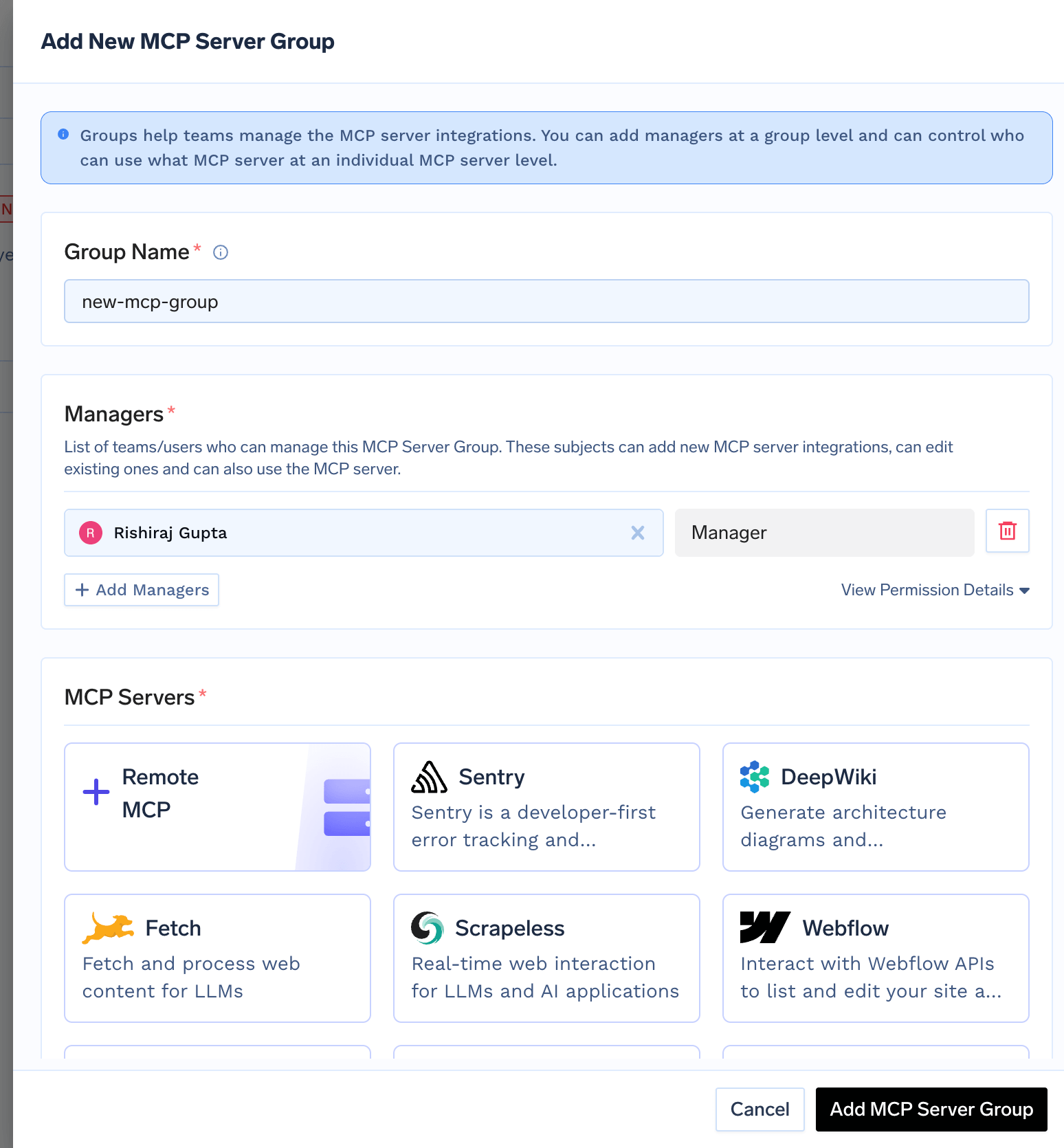 MCP Server Group Form