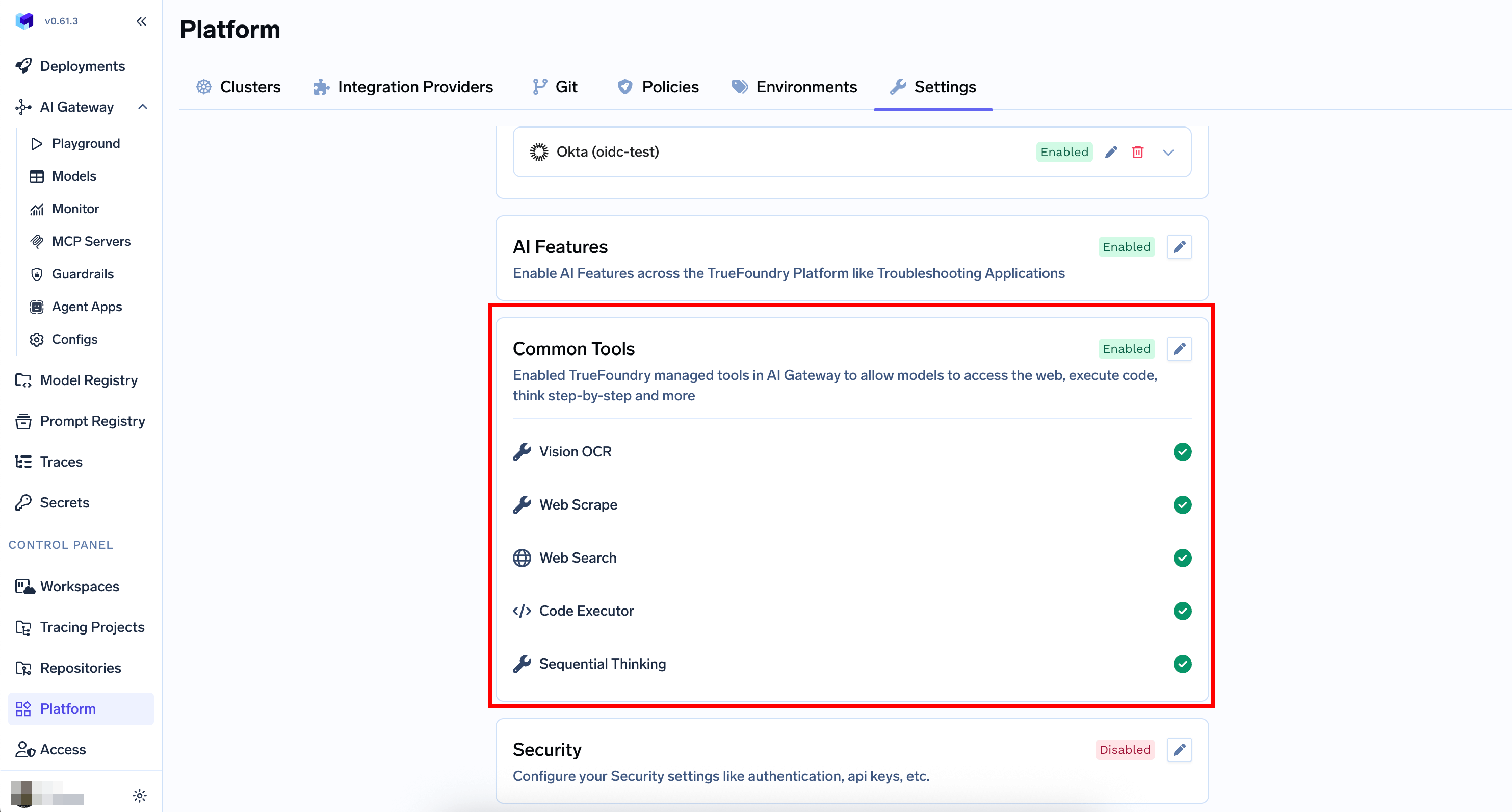 Common Tools MCP Server settings