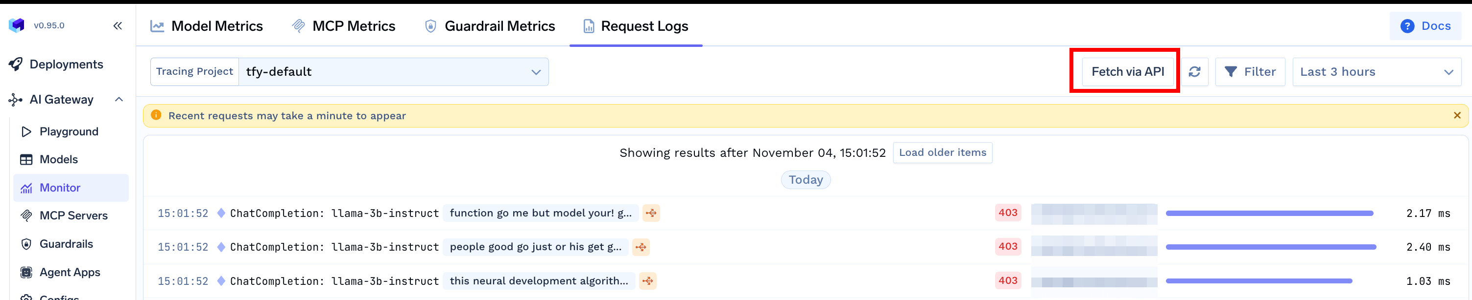API Access to Logs - TrueFoundry Docs