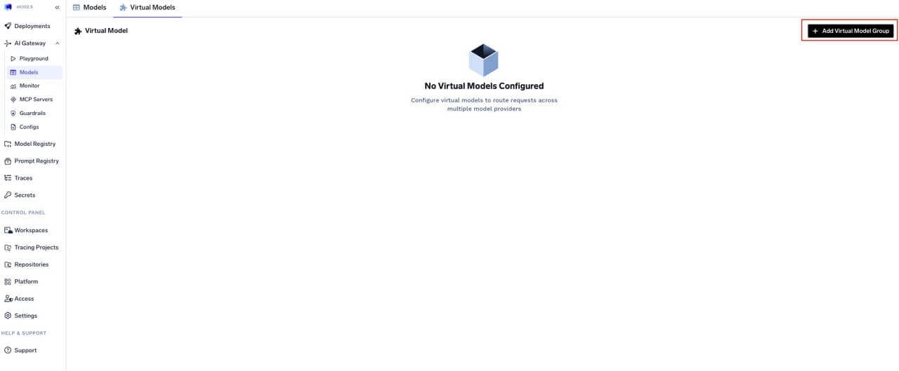 Navigate to Virtual Models in AI Gateway