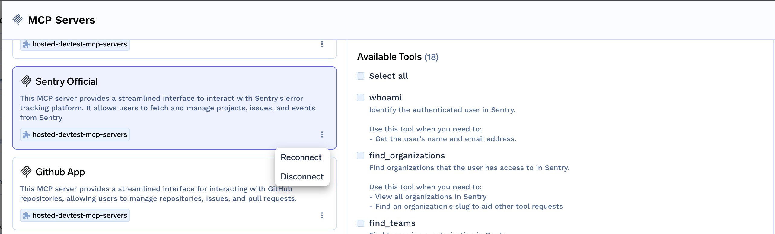 TrueFoundry Gateway Dashboard showing how to revoke OAuth2 authorization for an MCP Server