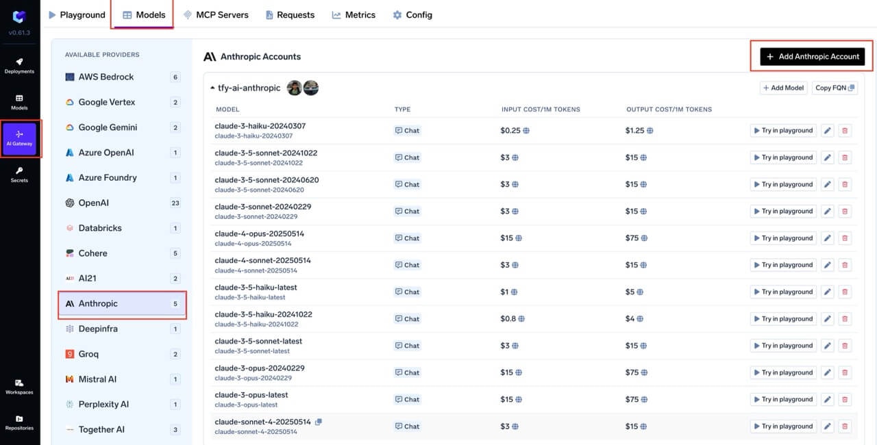 Navigating to Anthropic Provider Account in AI Gateway