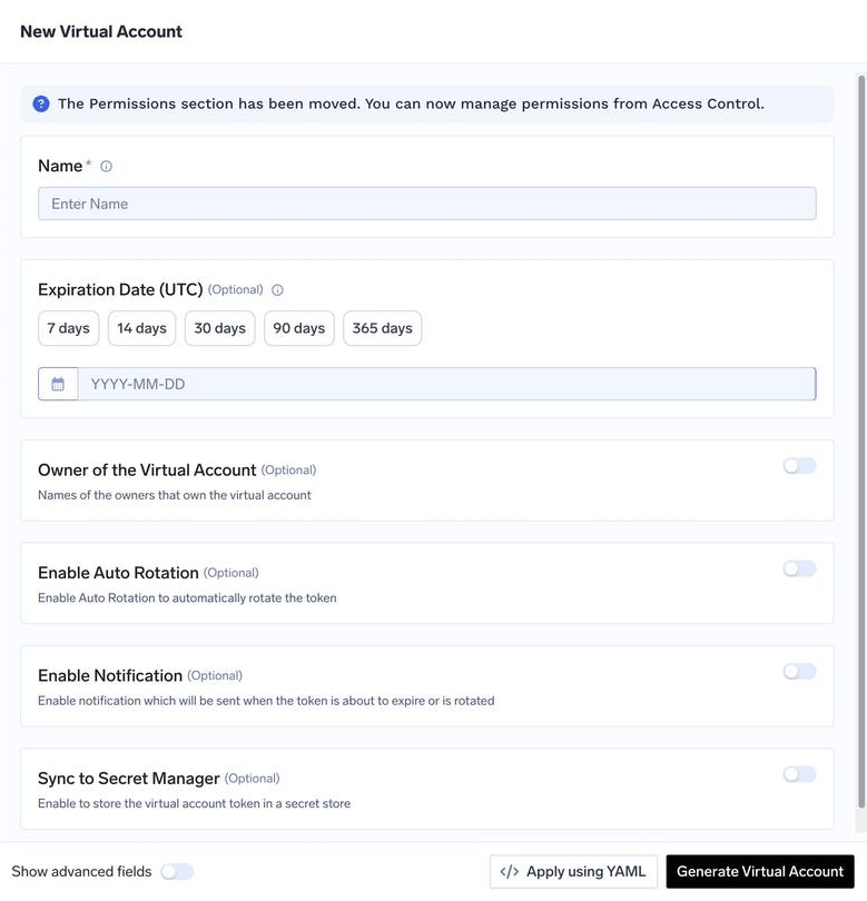 New Virtual Account form