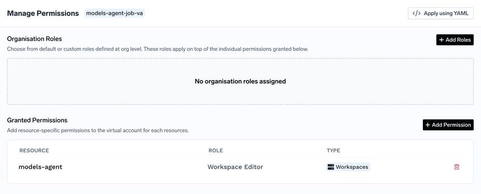 Manage Permissions for a virtual account