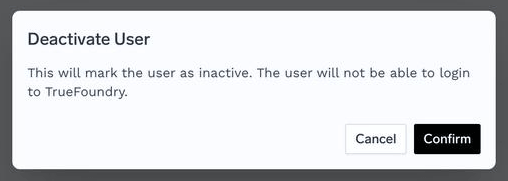 Deactivate User confirmation dialog