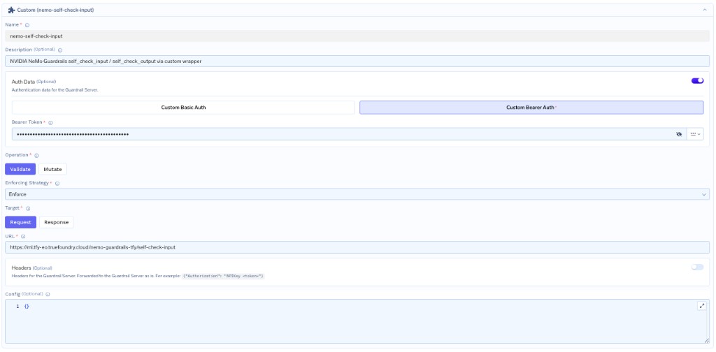 NVIDIA NeMo Guardrails Integration - TrueFoundry Docs
