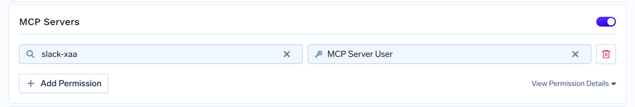 TrueFoundry virtual account MCP Servers permission: slack-xaa with role MCP Server User