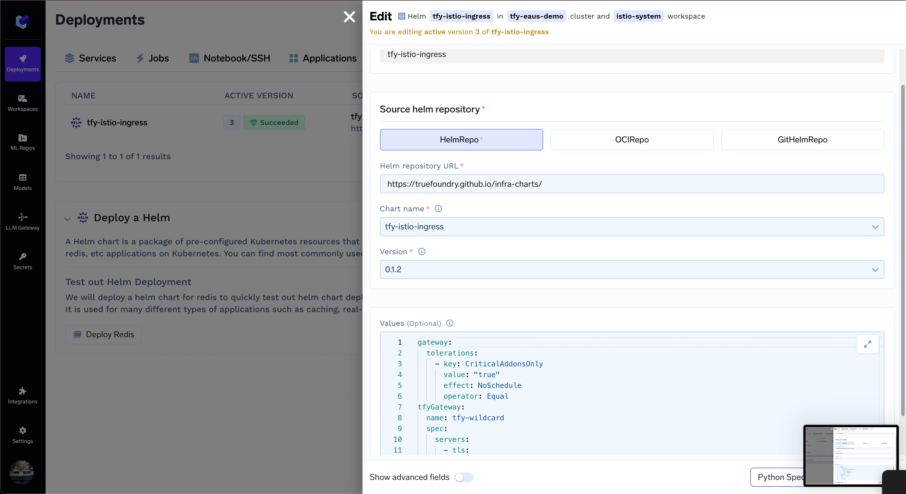 tfy-istio-ingress configuration