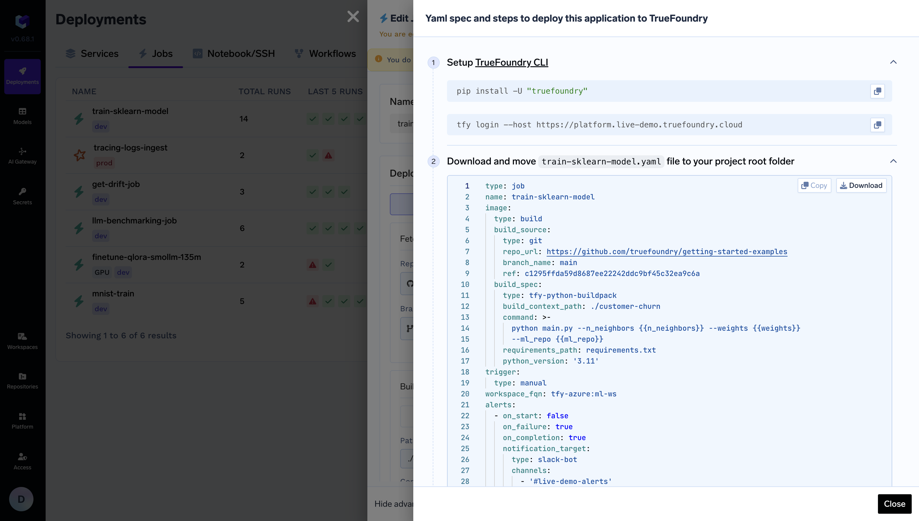 Deploy using YAML
