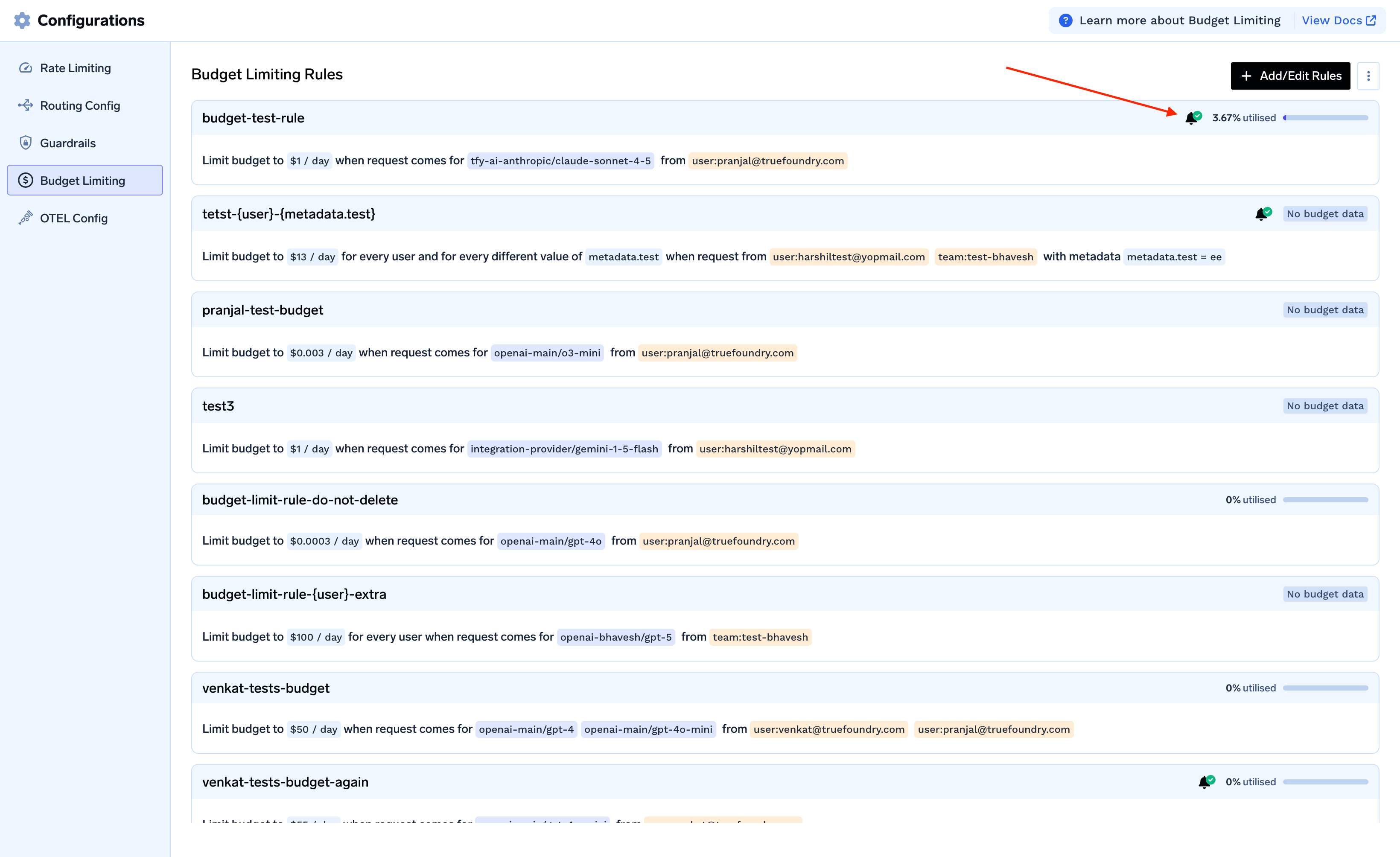 Budget Usage Per Rule in AI Gateway