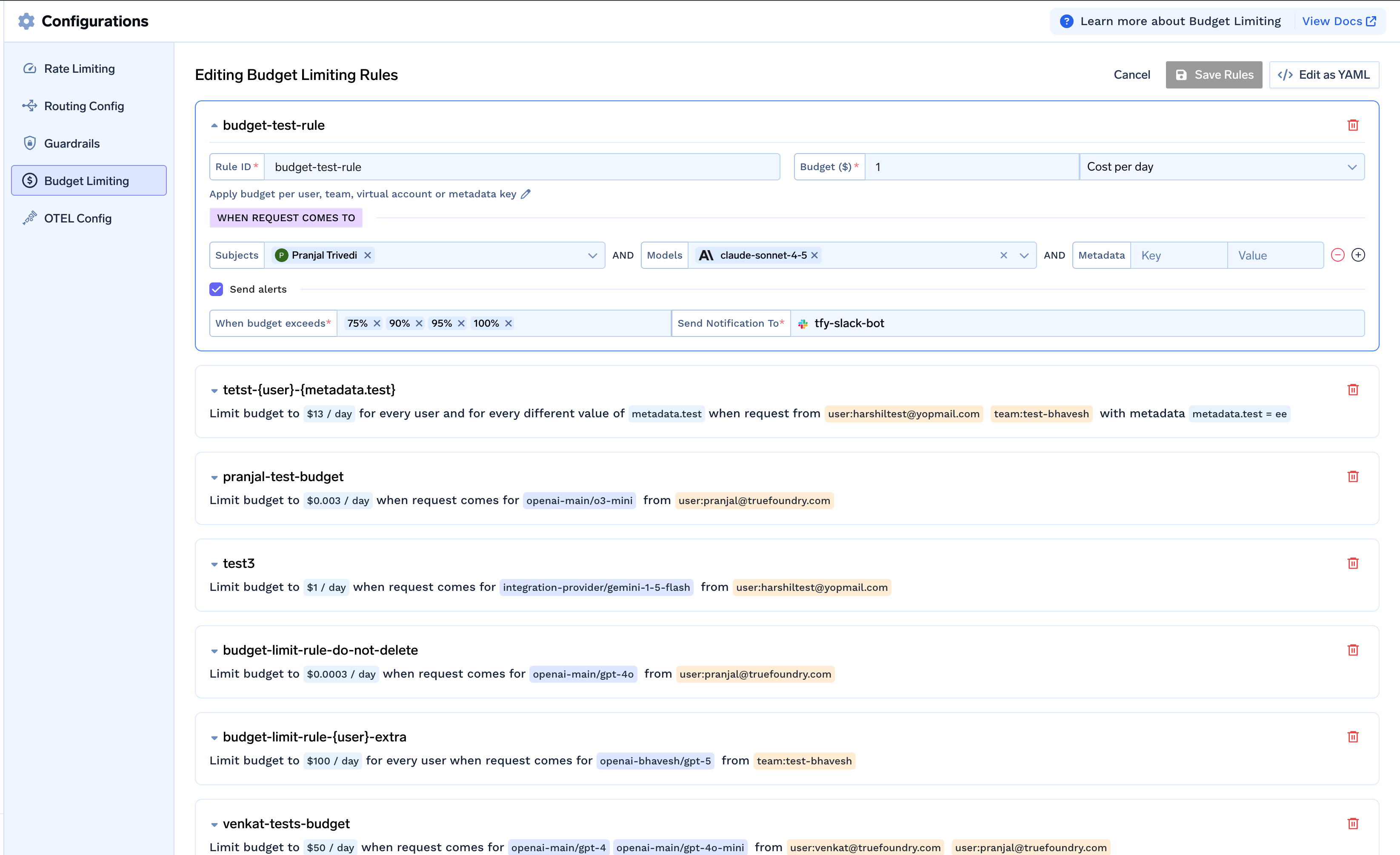 Add Budget Rule in AI Gateway