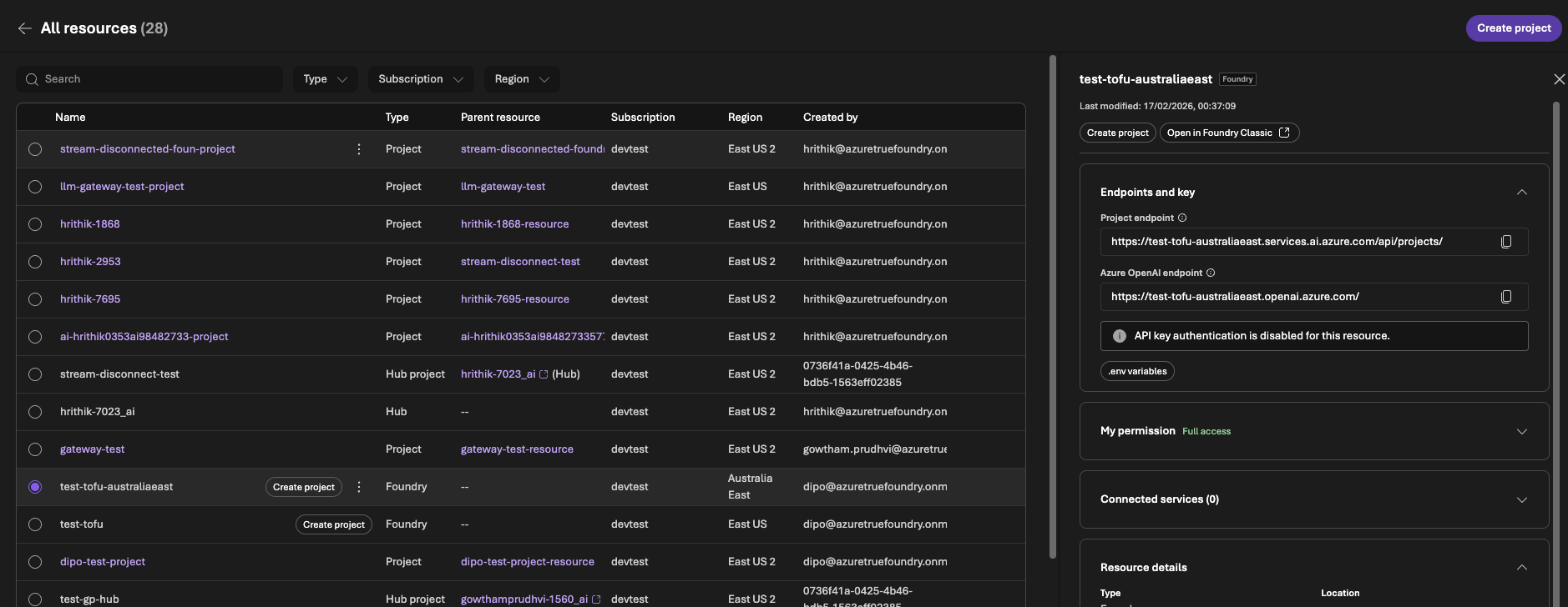 Selecting the right resource in the Azure Portal
