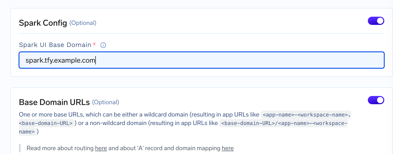 Adding base domain for spark config