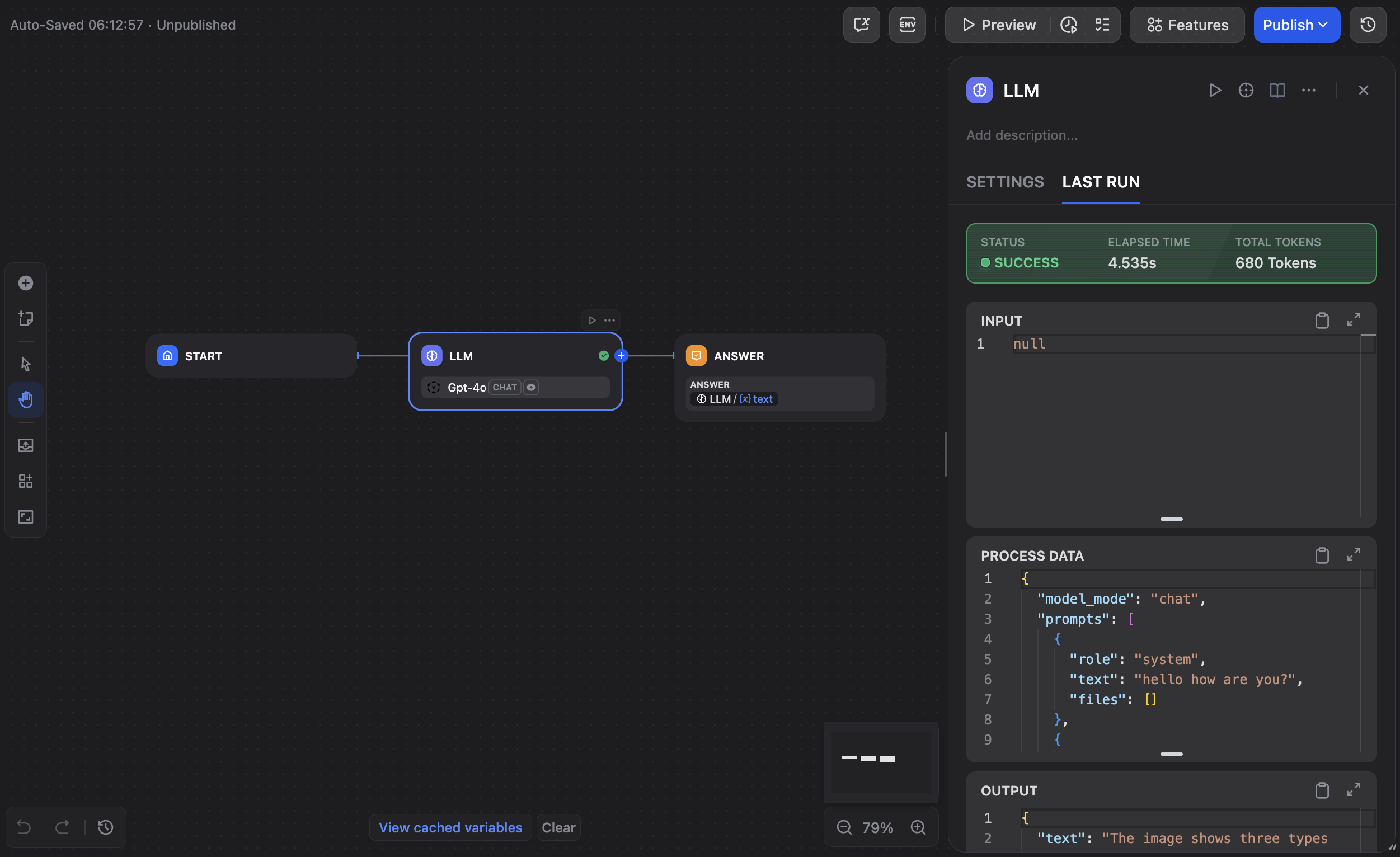 Dify application interface showing successful test results with TrueFoundry integration