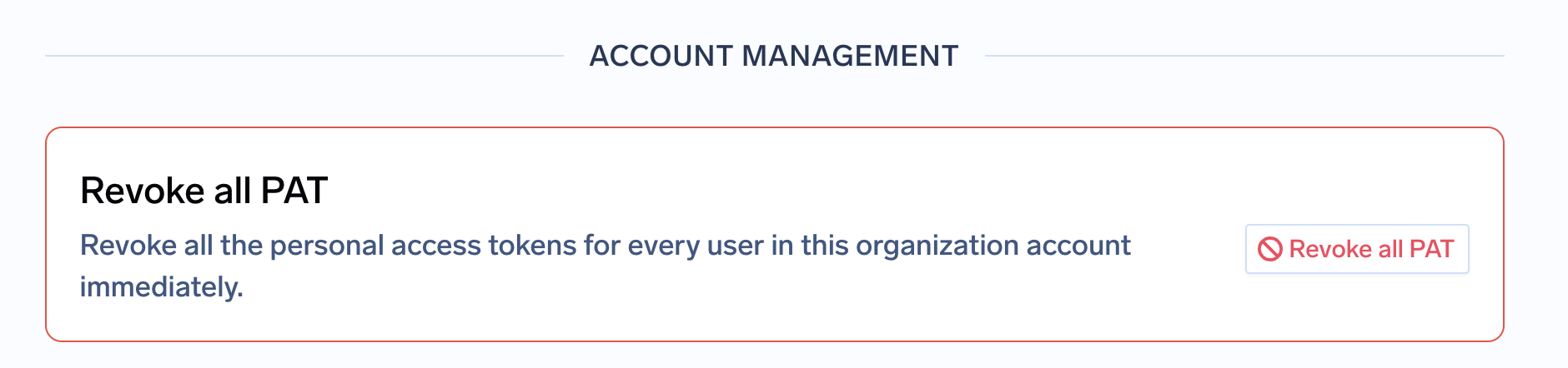 Revoke all PATs option on a user account