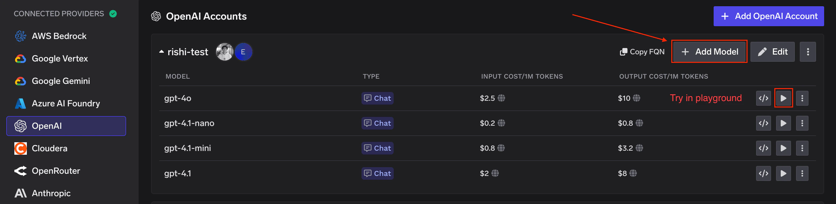 Add Models to Provider Account interface in TrueFoundry