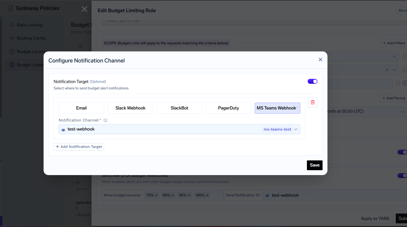 MS Teams Webhook as Notification Channel