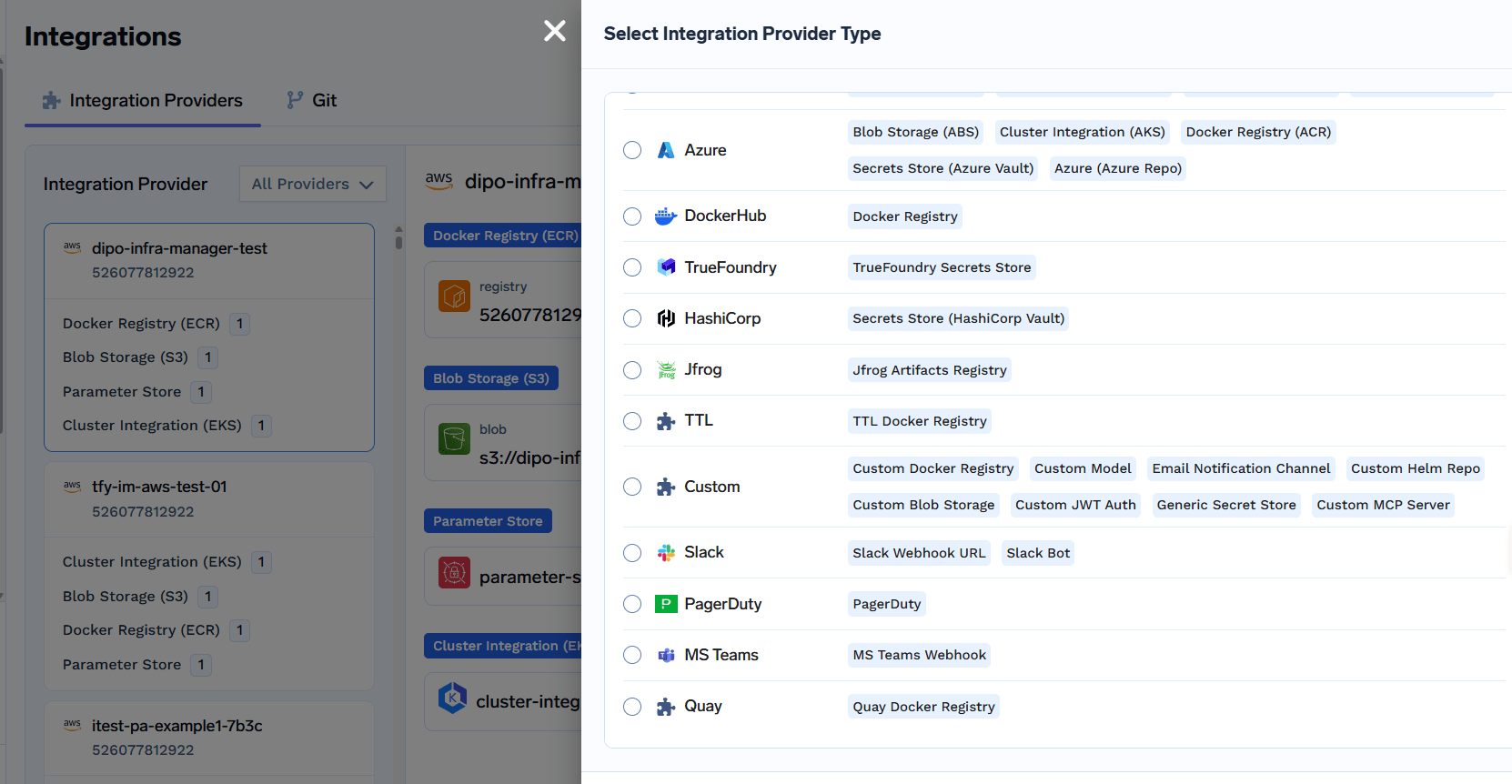Select MS Teams as Integration Provider
