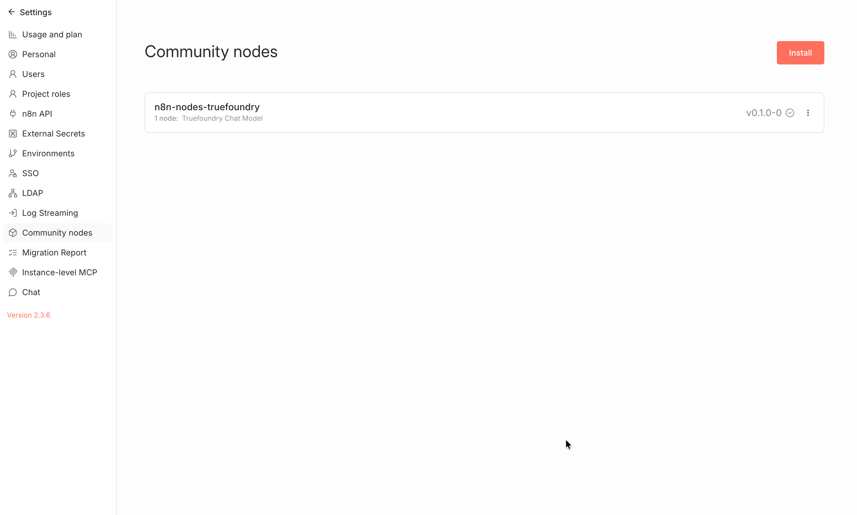 n8n installed nodes page