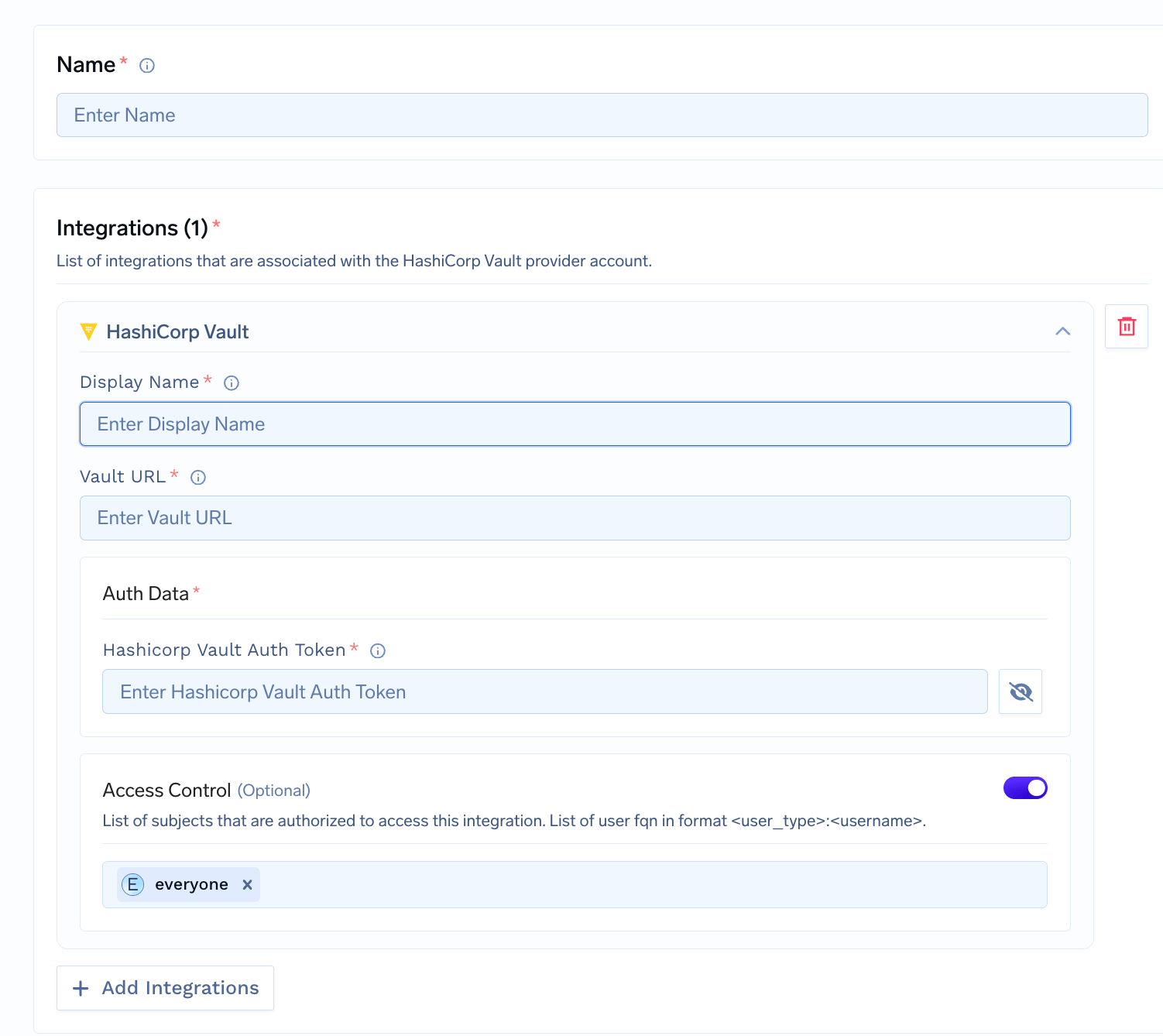 HashiCorp Vault Integration Form