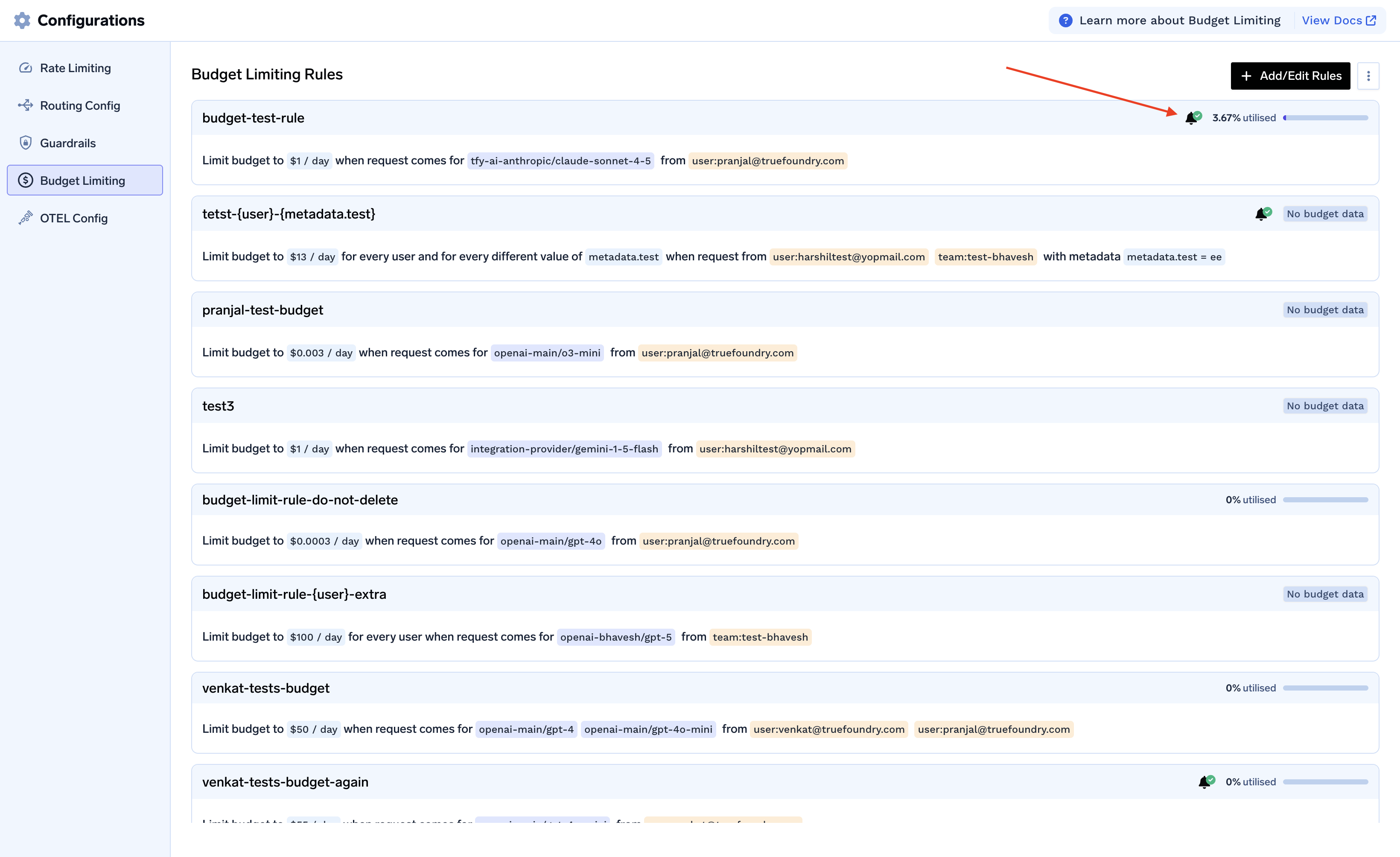 Budget Usage Per Rule in AI Gateway