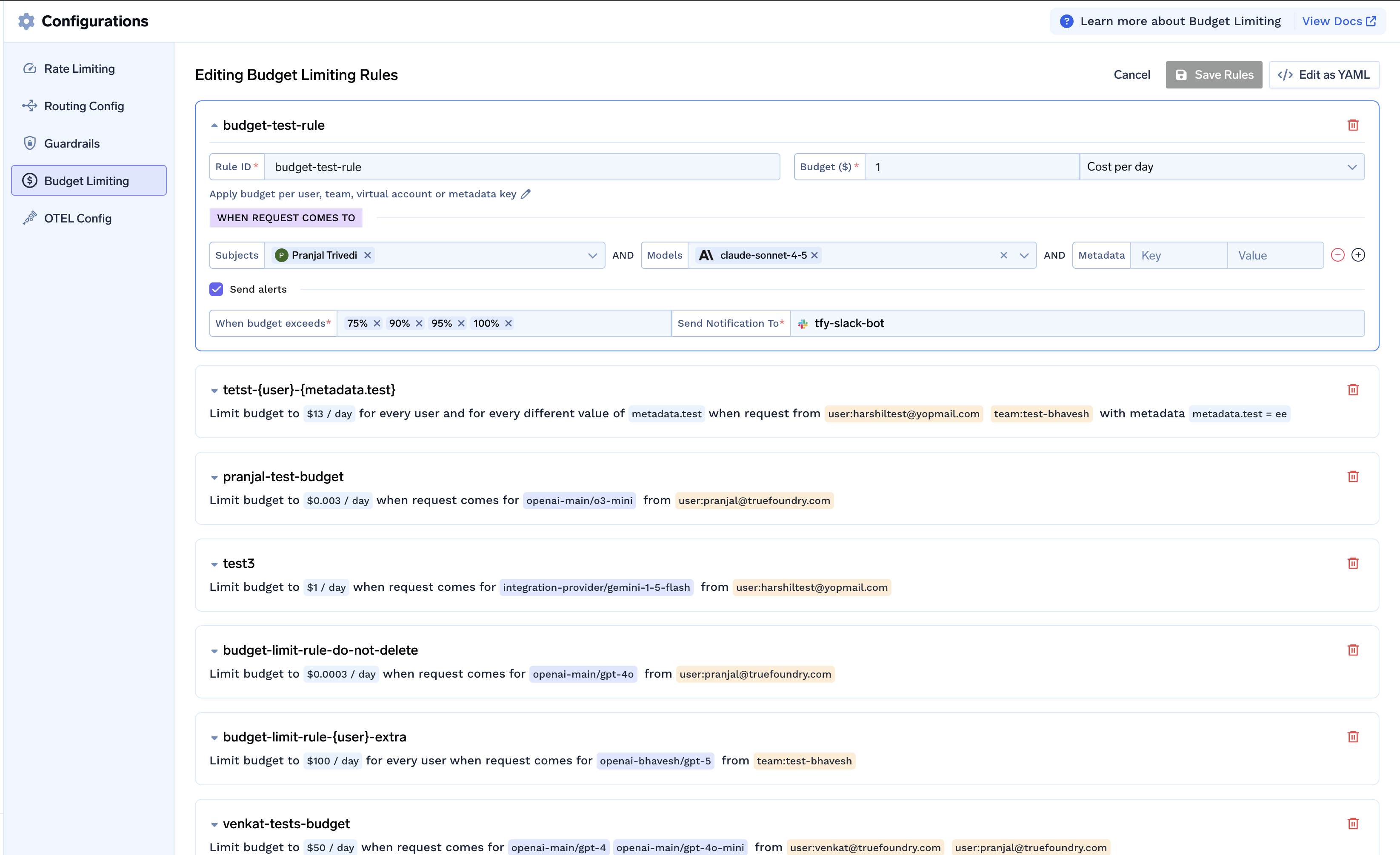 Add Budget Rule in AI Gateway
