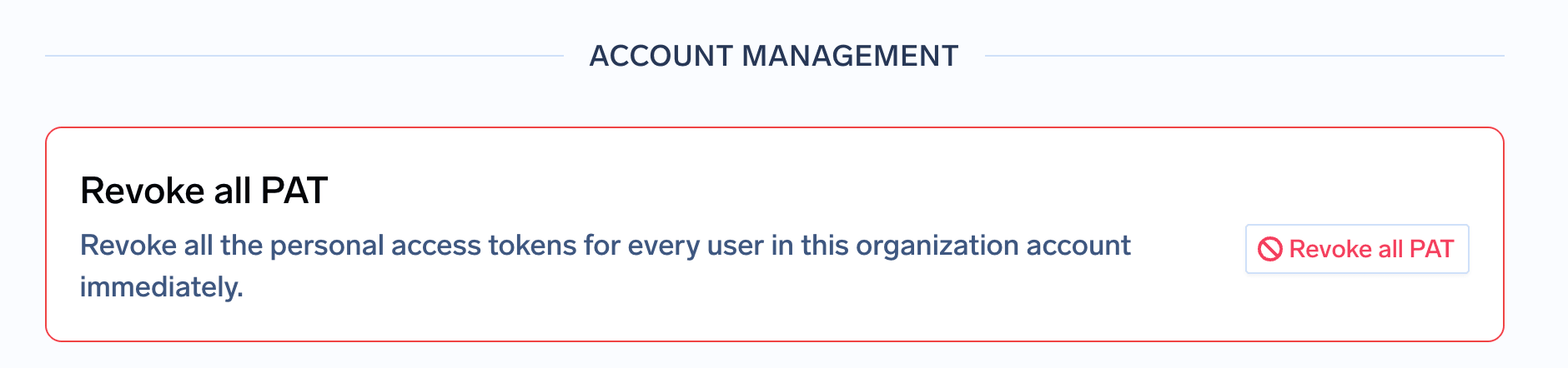 Revoke all PATs option on a user account
