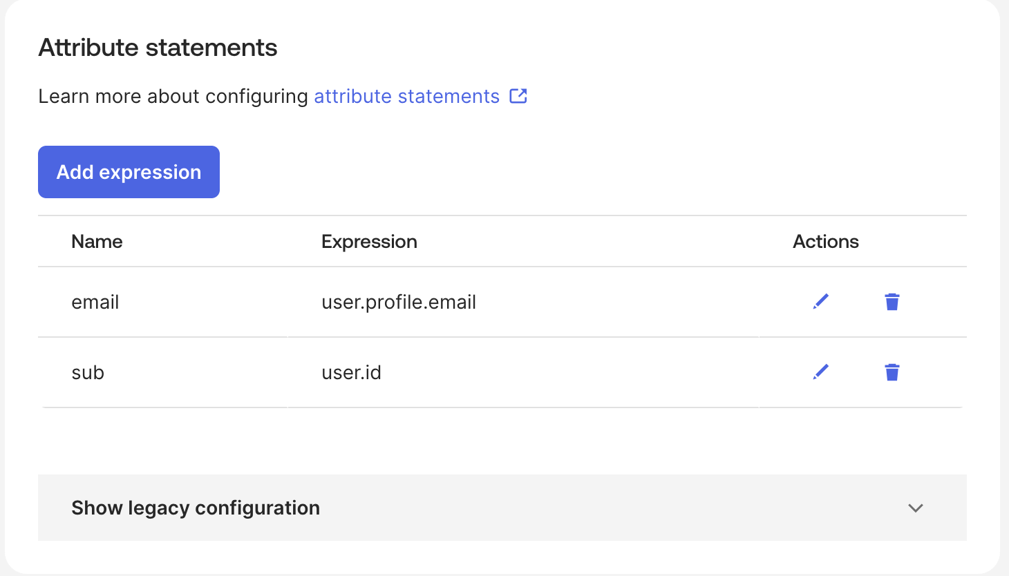 SAML attribute mapping configuration