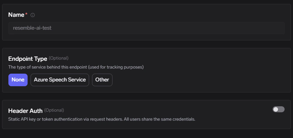 Create a Custom Endpoint provider account