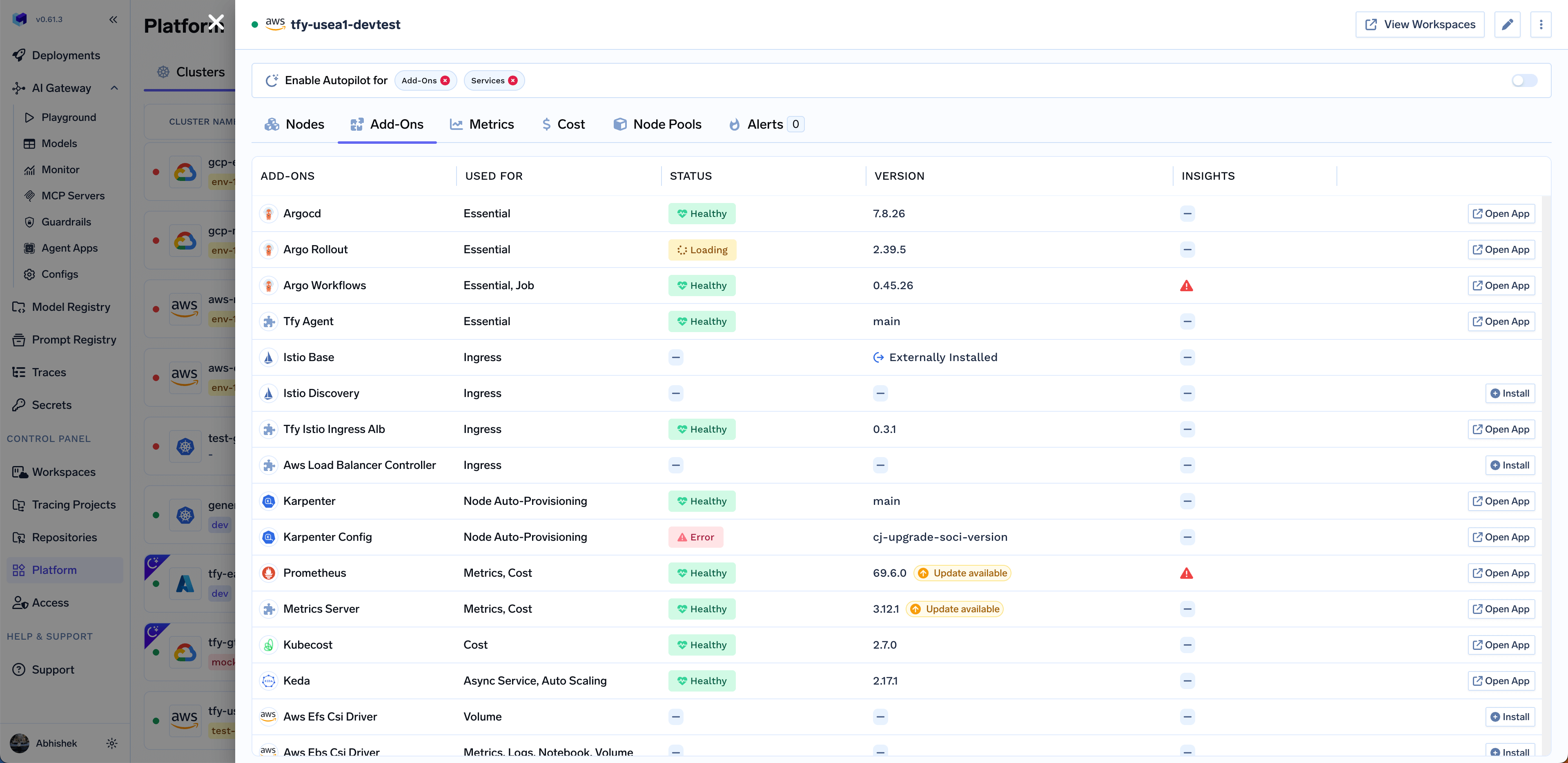 Compute Plane Addons Management