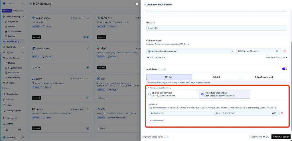API Key with Individual Credentials