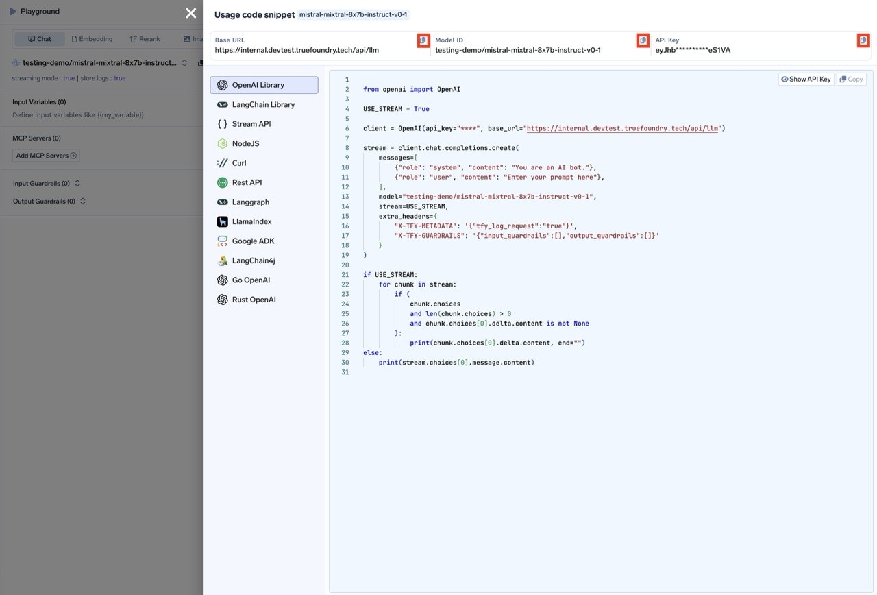 Integrate Gateway Models in Code example page