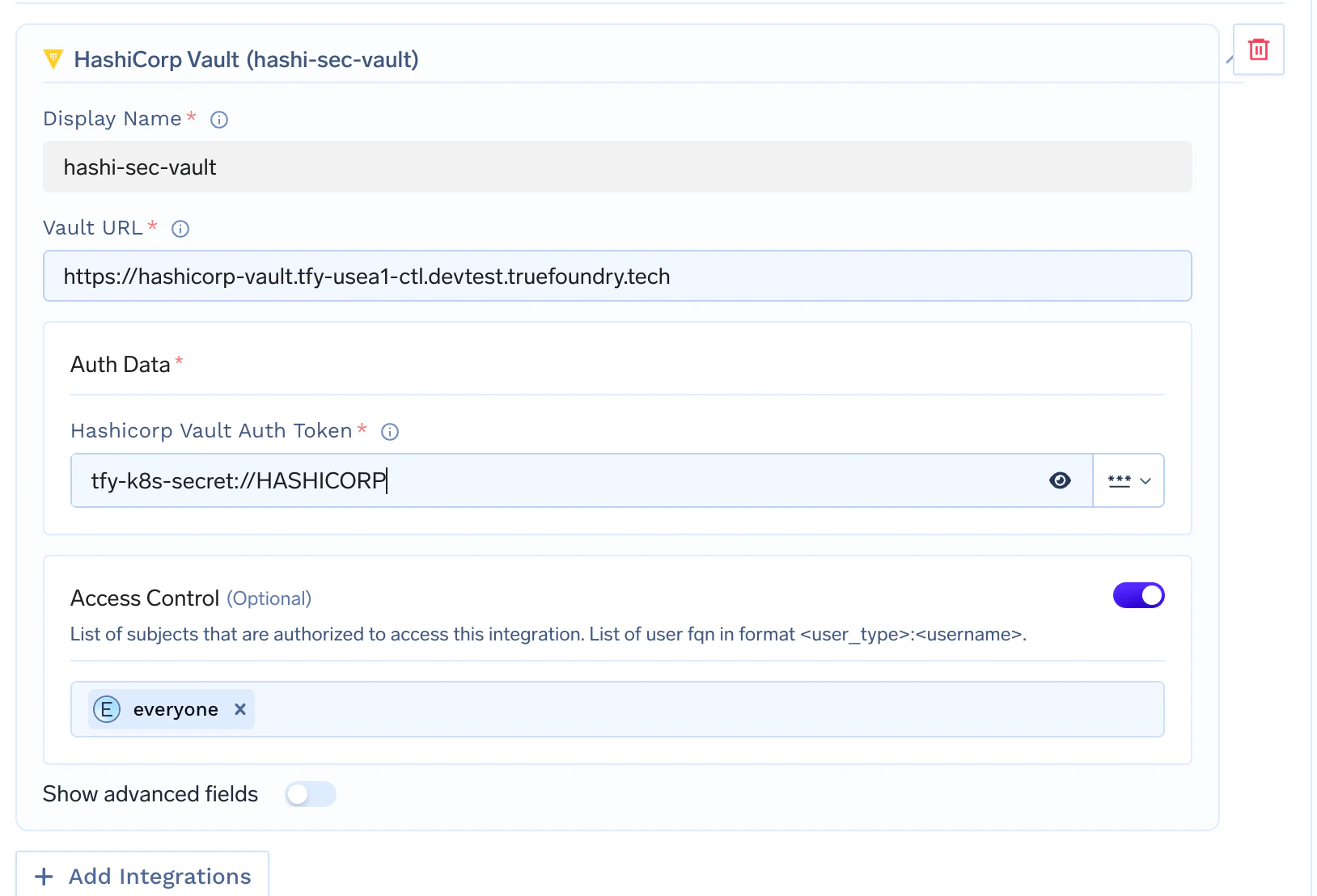 HashiCorp Vault integration form using a Kubernetes secret reference