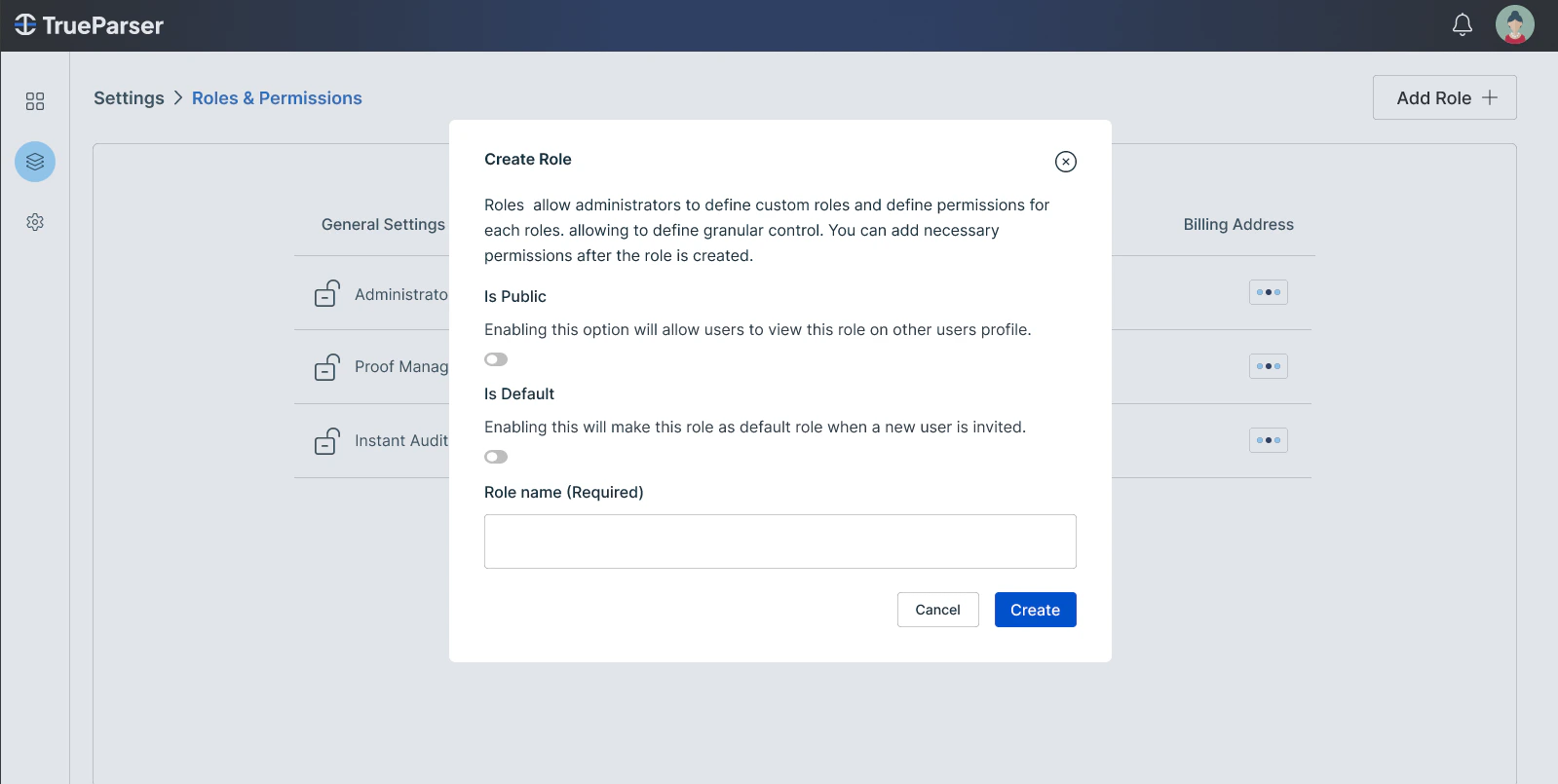 Create Role Modal
