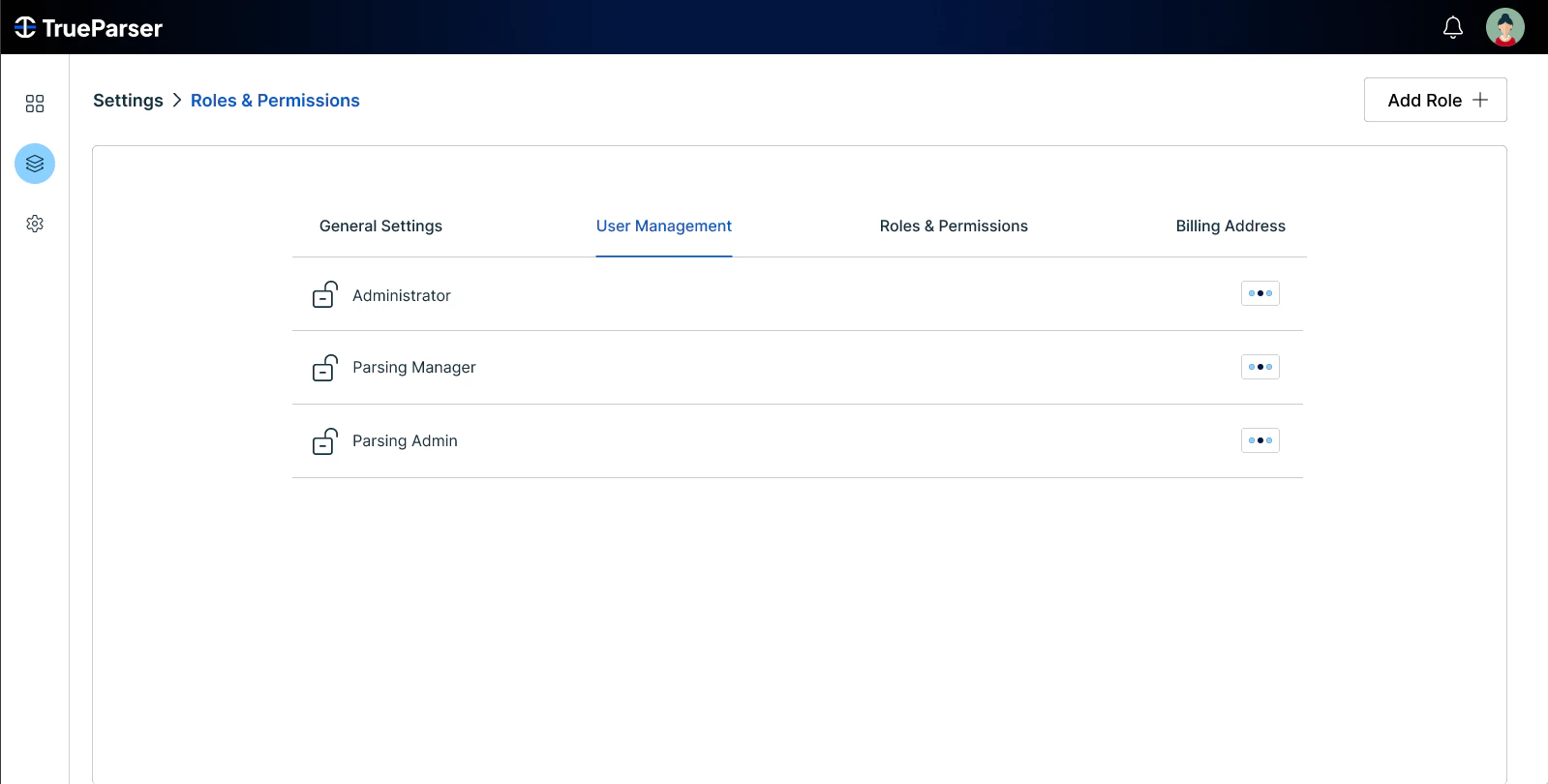 Roles List Screen