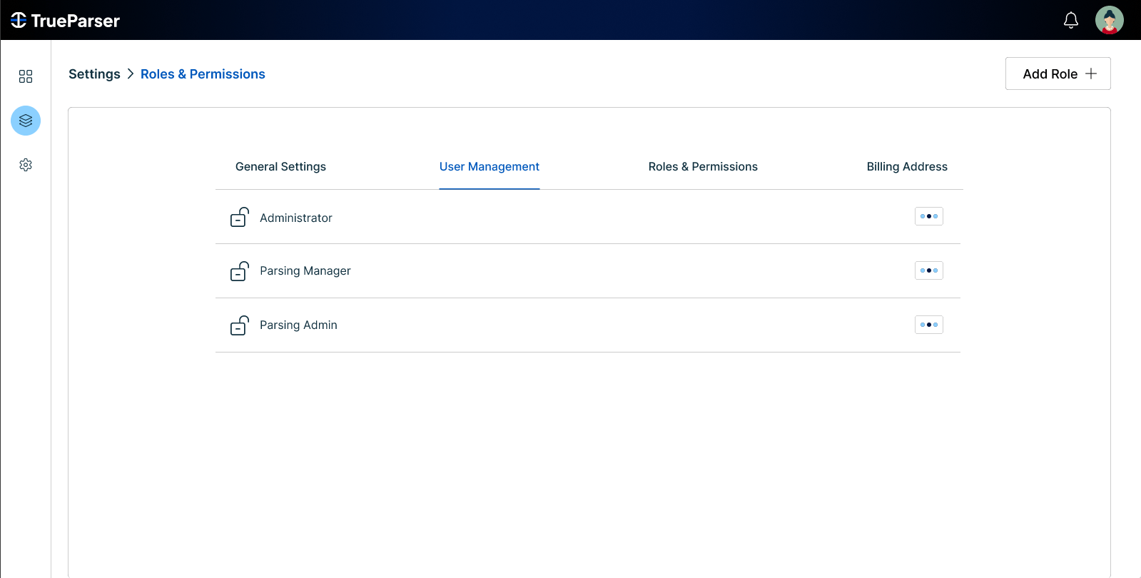 Roles List Screen