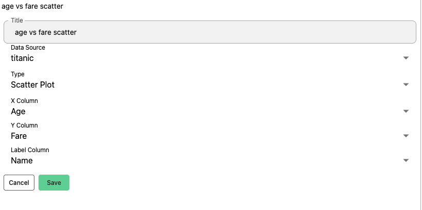 Scatter Plot Settings