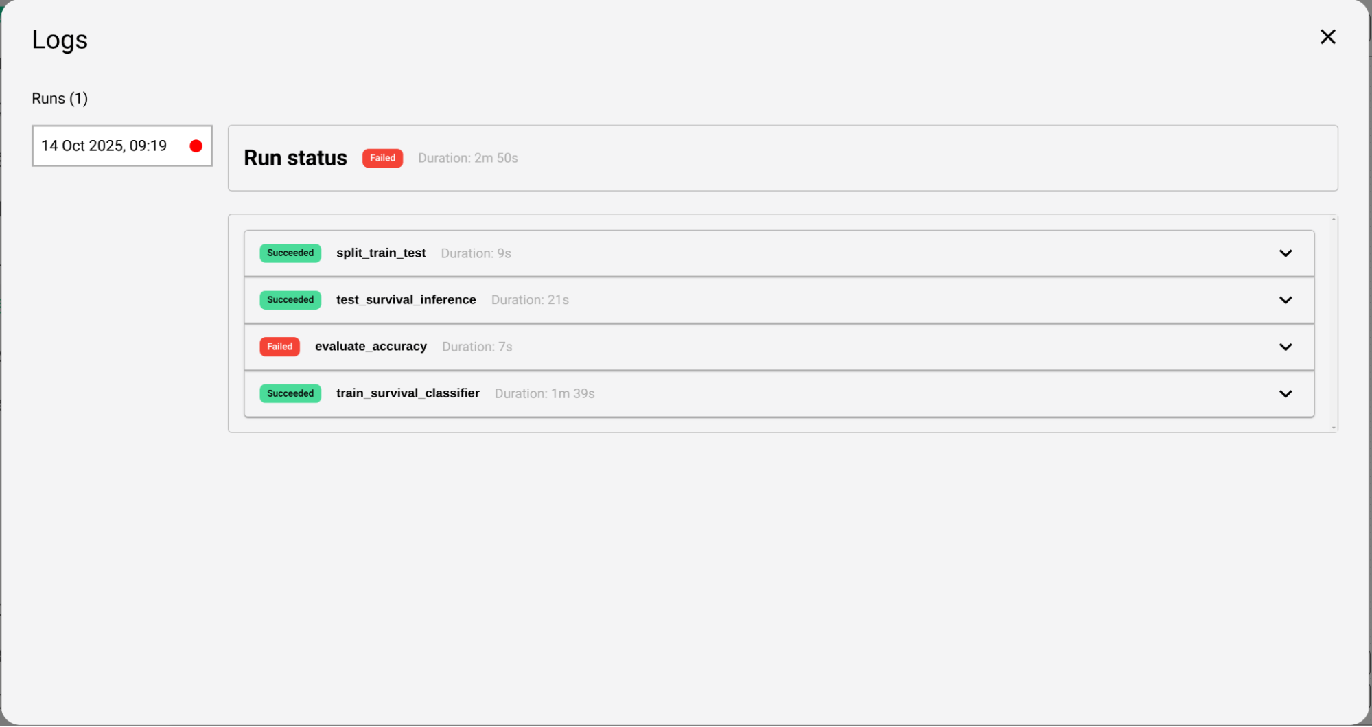 Viewing pipeline logs in logs UI