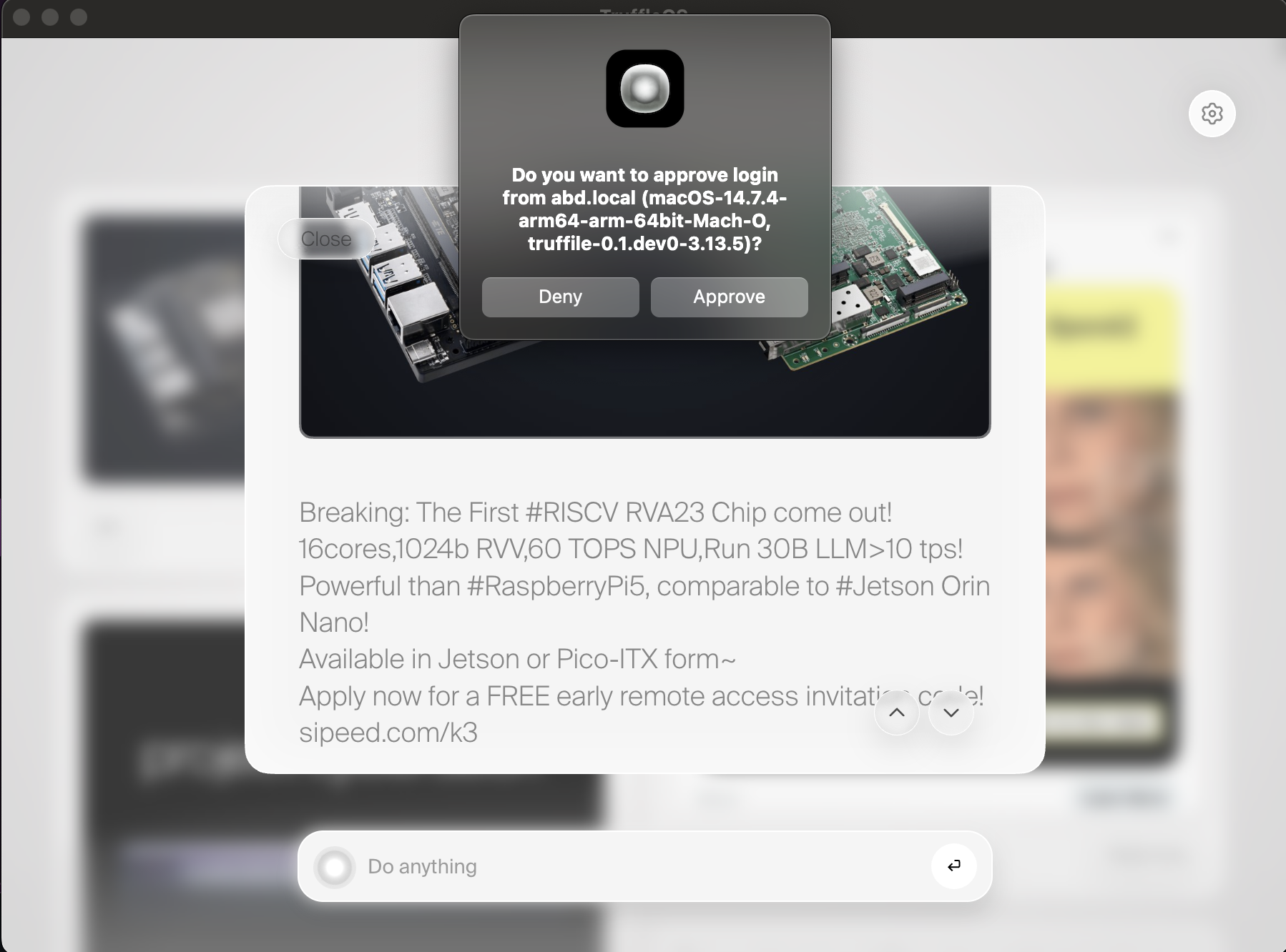 Approve connection dialog