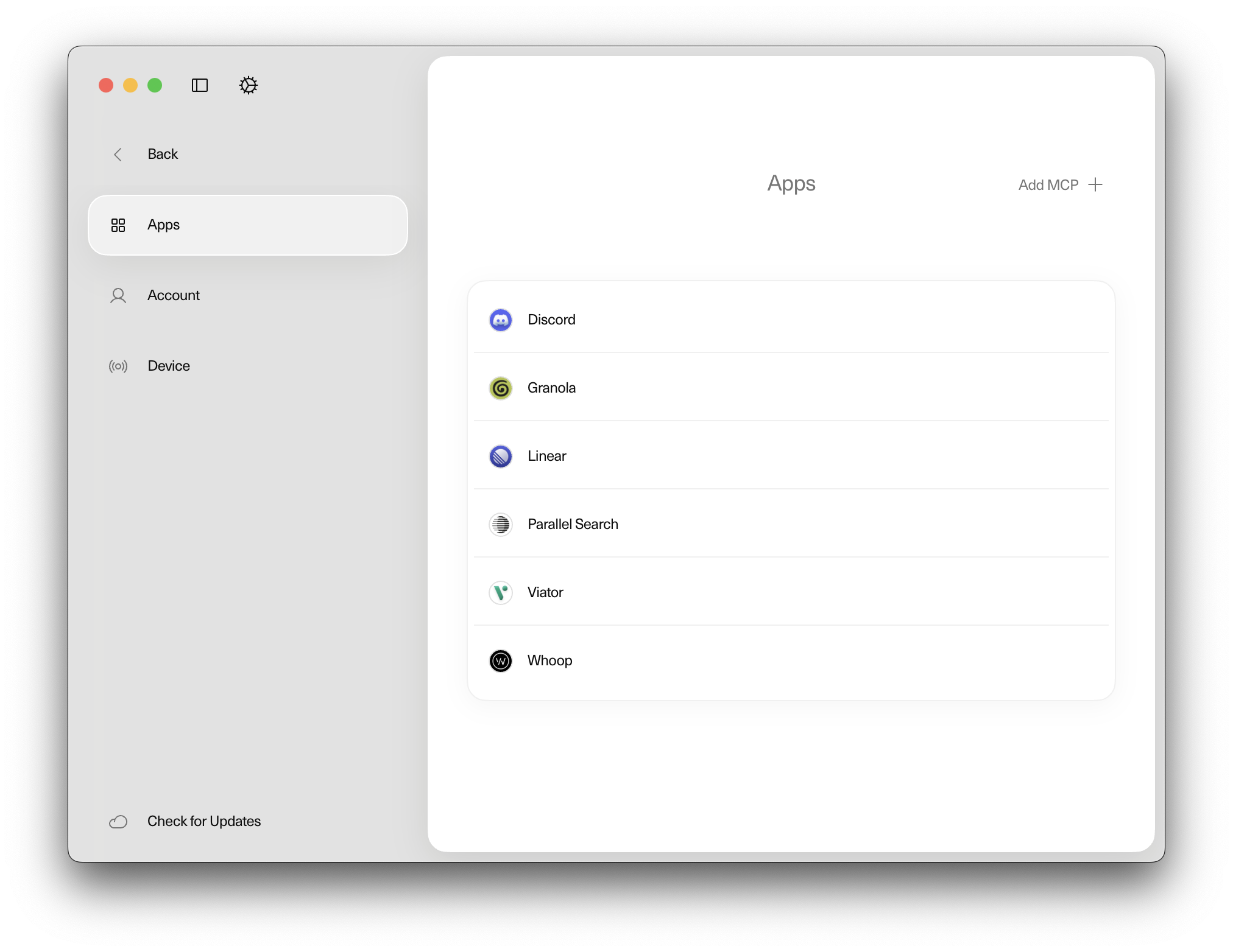 Screenshot of the Apps screen showing newly available app connections.