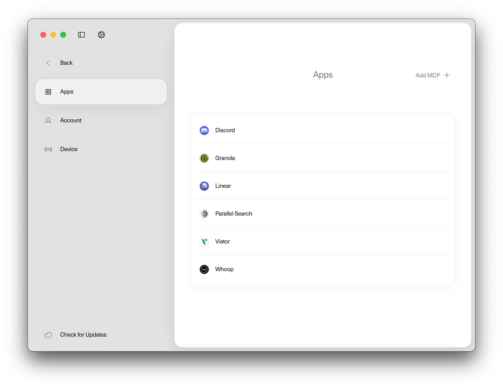 Screenshot of the Apps screen showing newly available app connections.