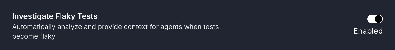 Setting to enable Flaky Test investigation