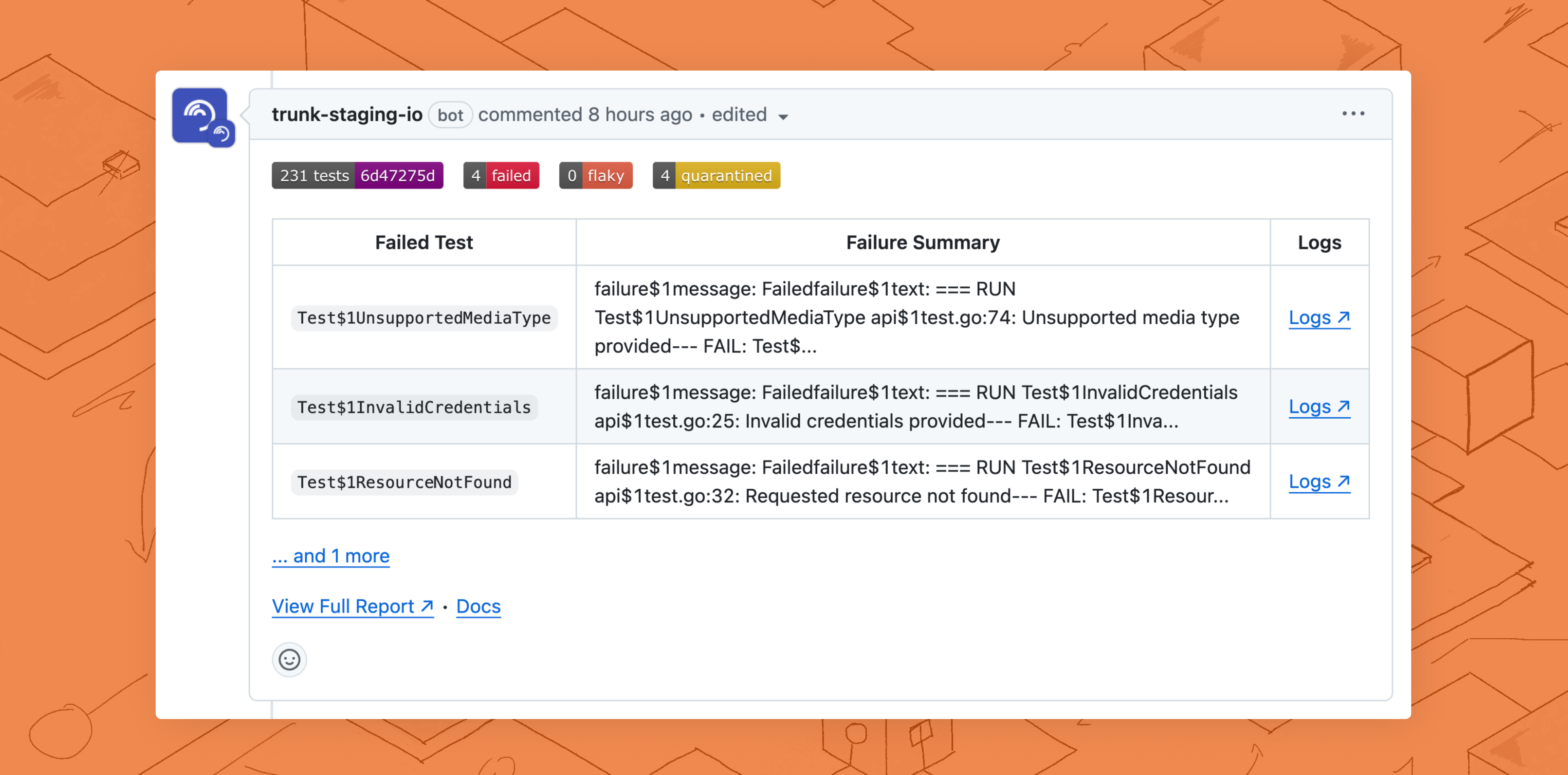 PR comment linking to PR Test Summary